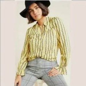 Anthropologie Maeve Fredericka dachshund print blouse